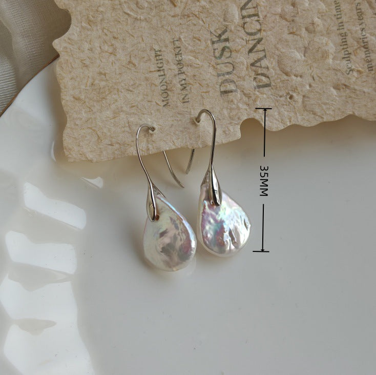 WT-MPE195 Minimalism Style Gold Silver Plated Natural Freshwater Pearl Waterdrop Shape Earrings For Lady Elegant Jewelry