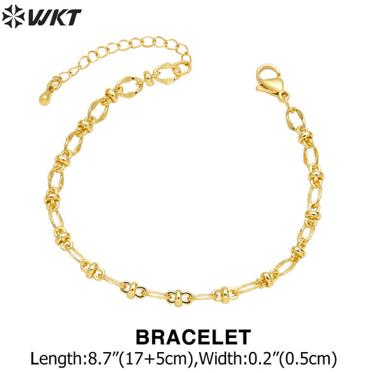 WT-BFN051 Accessories Retro Gold Thick Chain Necklace Bracelet Copper Plated 18K Gold Chain Big Metal Connect Handmade Necklace