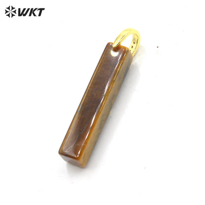 WT-P2123 Wonderful Colorful Zircon And Natural Gemstones Long Bar Shape Gold Pendants For Simple Style Necklace Making