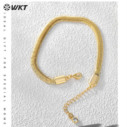 WT-B648 Wholesale Most Fashion 18K Real Gold Plated Snake Chain Bracelet With Extend Simple Office Style