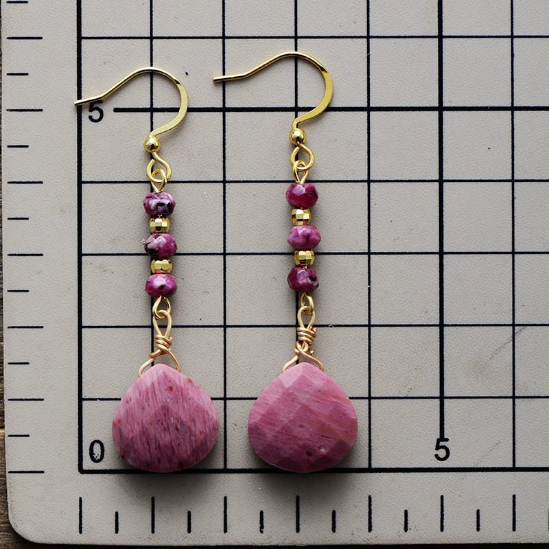 WT-E830 New Arrival Elegant Style Gold Plated Natural Gemstone Long Waterdrop Earrings For Women Fashion Handmade Jewelry