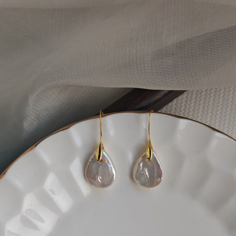WT-MPE195 Minimalism Style Gold Silver Plated Natural Freshwater Pearl Waterdrop Shape Earrings For Lady Elegant Jewelry