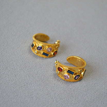 WT-E732 Amazing Fashion Design Punk Colorful for Man and Women 18k Gold Birthday Cubic Zircon Earrings