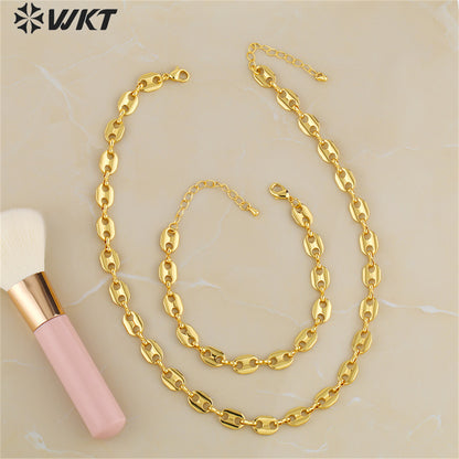 WT-BFN046 Hip-hop Cool Ins Pig Nose Necklace, European Internet Celebrities with Light Metal Collarbone Chain Choker Necklace