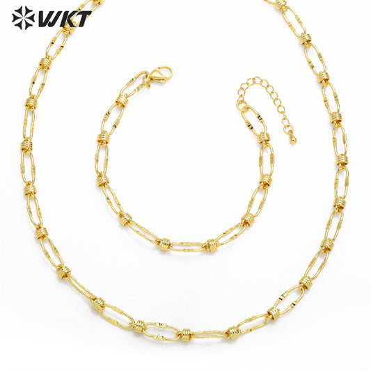 WT-BFN047 Personalized Retro Rock Punk Necklace Copper-plated 18K Gold Thick Chain Necklace Bracelet Cool Big Metal Necklace