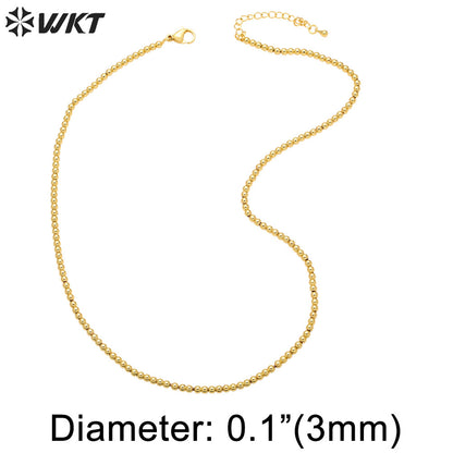 WT-BFN054 Gold Beads Necklace Chain Personality Clavicle Chain Ins Minority Design Sense Necklace Woman Ball Necklace
