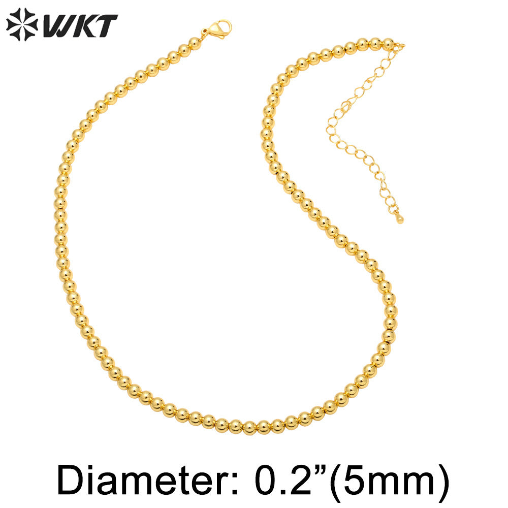 WT-BFN054 Gold Beads Necklace Chain Personality Clavicle Chain Ins Minority Design Sense Necklace Woman Ball Necklace
