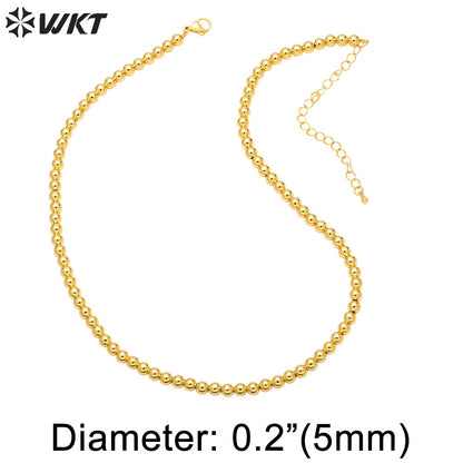 WT-BFN054 Gold Beads Necklace Chain Personality Clavicle Chain Ins Minority Design Sense Necklace Woman Ball Necklace