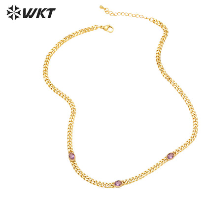 WT-BFN057 Retro Hip-hop Necklaces Female Ins Trend Popular Design Sense Simple Temperament Collarbone Chain Necklace