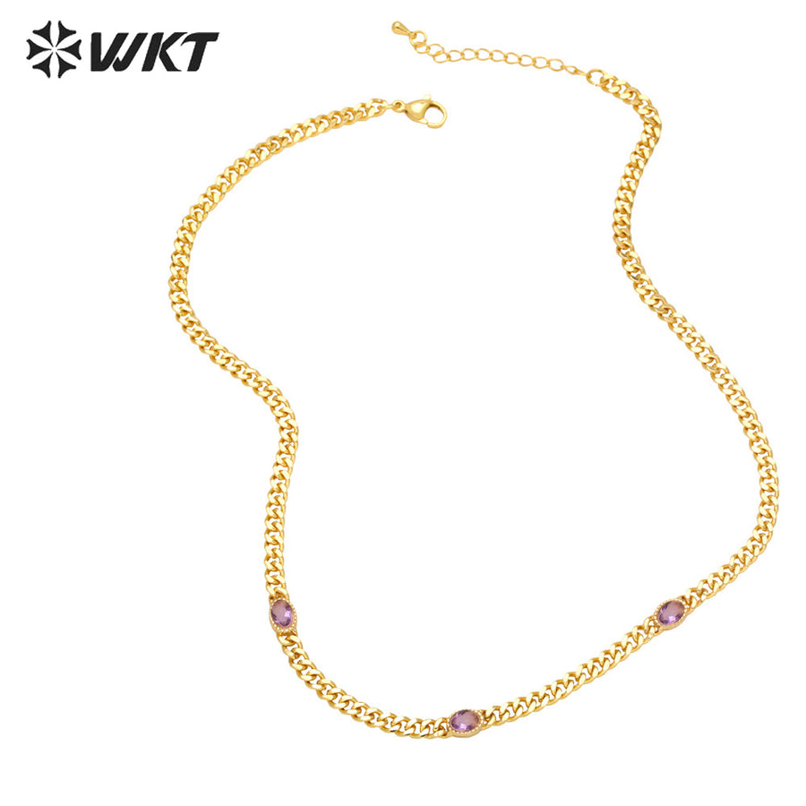 WT-BFN057 Retro Hip-hop Necklaces Female Ins Trend Popular Design Sense Simple Temperament Collarbone Chain Necklace