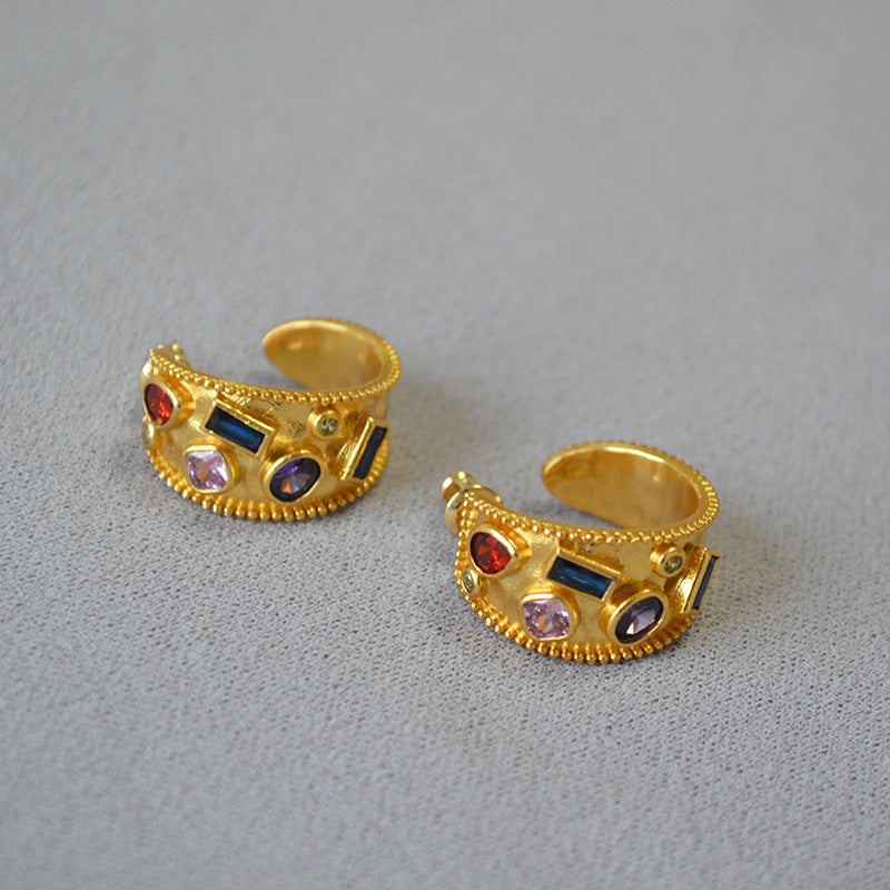 WT-E732 Amazing Fashion Design Punk Colorful for Man and Women 18k Gold Birthday Cubic Zircon Earrings
