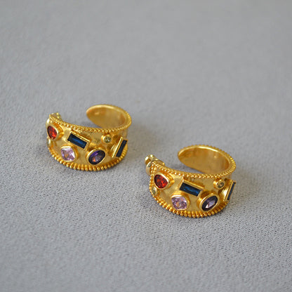 WT-E732 Amazing Fashion Design Punk Colorful for Man and Women 18k Gold Birthday Cubic Zircon Earrings