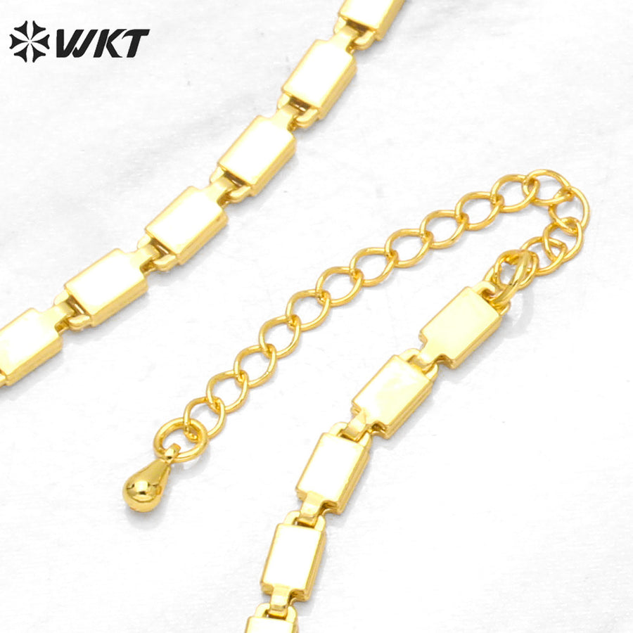 WT-BFN053 Europe and the United States Design Small square Snake Chain Necklace Ins Trendy New Luxury Clavicle Metal Necklace