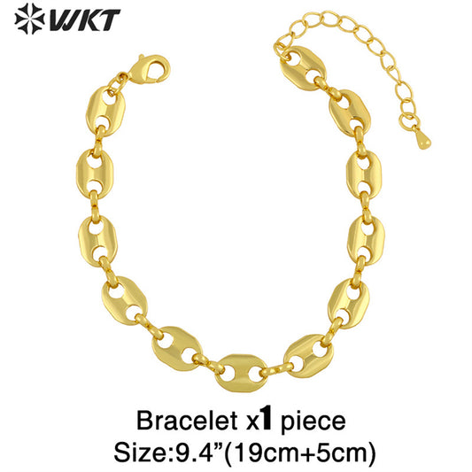 WT-BFN046 Hip-hop Cool Ins Pig Nose Necklace, European Internet Celebrities with Light Metal Collarbone Chain Choker Necklace