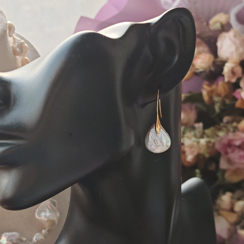 WT-MPE195 Minimalism Style Gold Silver Plated Natural Freshwater Pearl Waterdrop Shape Earrings For Lady Elegant Jewelry