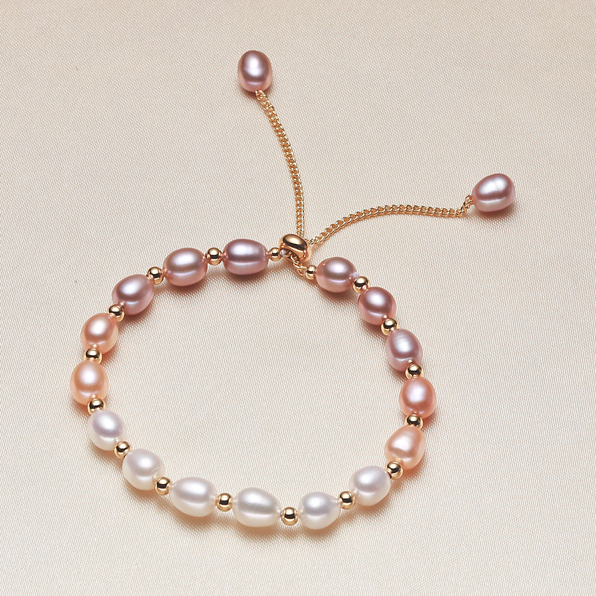 MPB115 Wholesale Fashion Gorgeous Natural Rice Freshwater Pearl Bracelet Women Hand Strand Beads Adjustable Chain Bracelets
