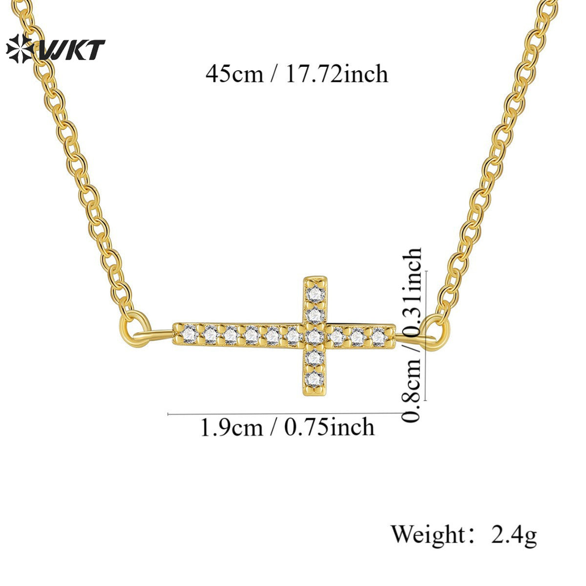 WT-MN997 Trendy Wholesale Cross Shape With Zircon Paved Connector Pendant Chain Necklace for Couple Daily Accessory
