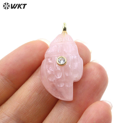 WT-P2122 Popular Lovely Style Natural Gemstones And Zircon Conch Shape Pendants For Handmade Earrings DIY Accessories