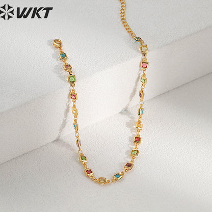 WT-MB125 Gorgeous Enamel Beads 17cm Long Cubic Zircon Women Bracelets Charming Natural Rice Pearl Beads Strand Bracelet