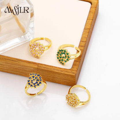 WKT-MVR046 High Quality Zircon Ring Women's Design Feels Small and Simple Cross Border European Opening Ring