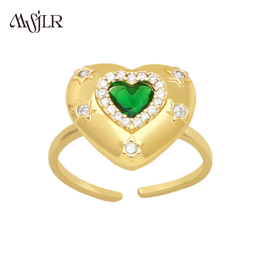 WKT-MVR042 High Quality Heart Shaped Ring for Women in Europe and America Fashionable Personality Open Index Finger Ring