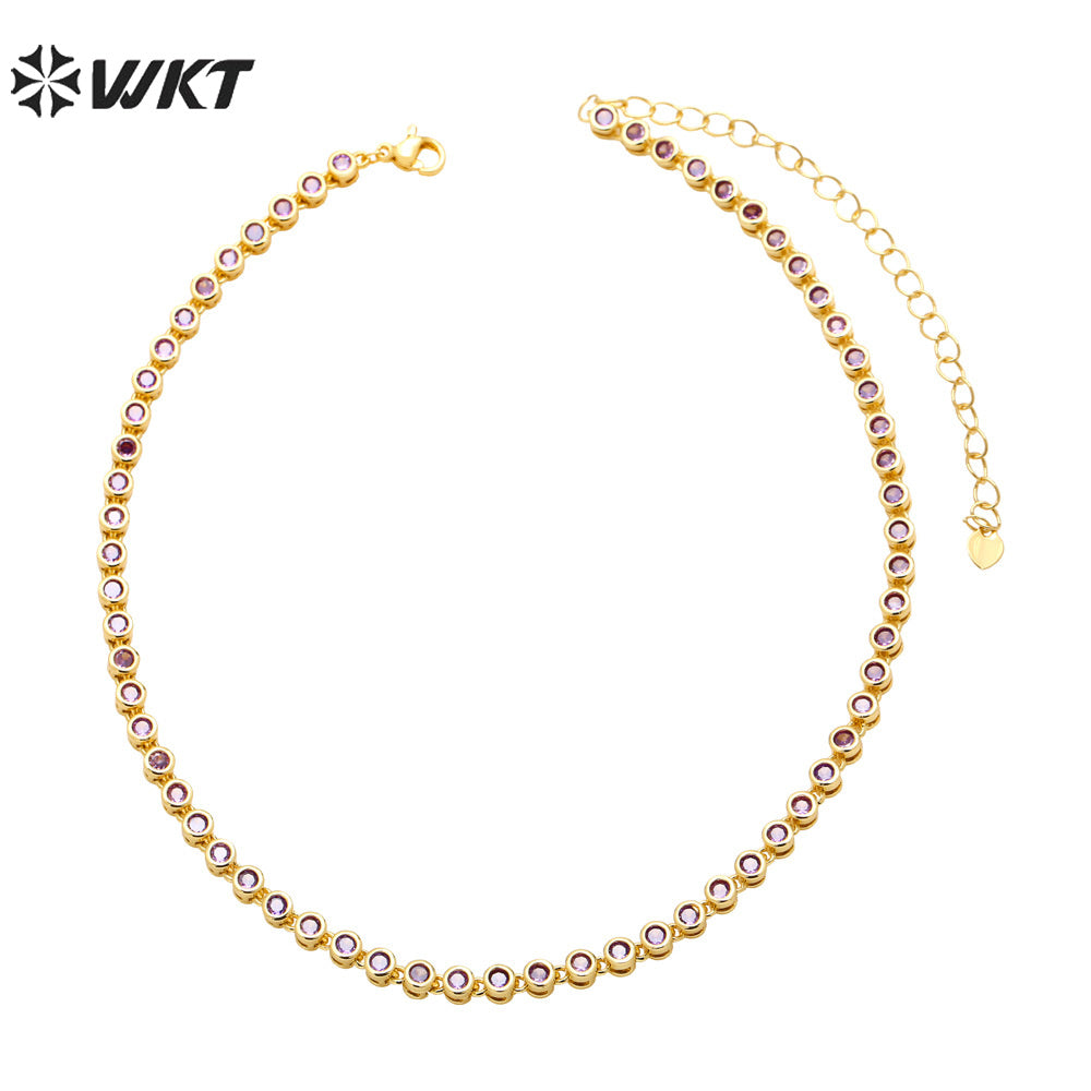 WT-BFN056 European Hip-hop Necklaces Female Fashion Brand Personality Copper-encrusted Zircon Chain Accessories Choker Necklace