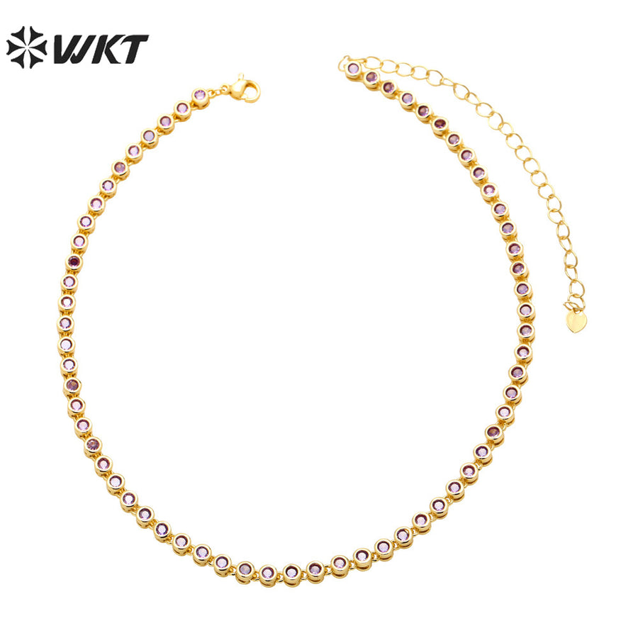 WT-BFN056 European Hip-hop Necklaces Female Fashion Brand Personality Copper-encrusted Zircon Chain Accessories Choker Necklace