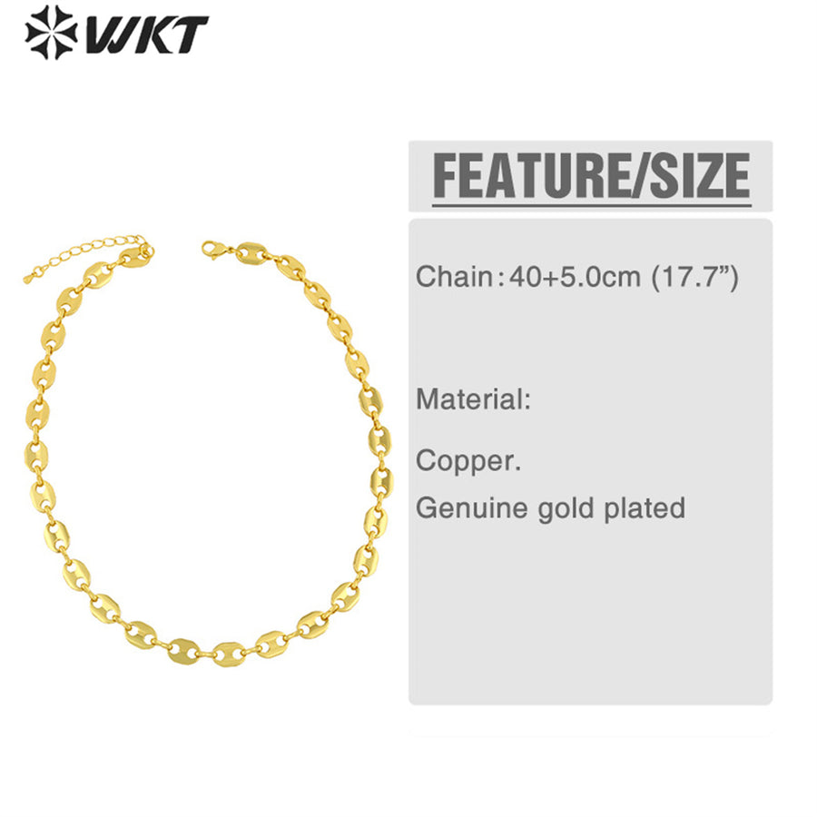 WT-BFN046 Hip-hop Cool Ins Pig Nose Necklace, European Internet Celebrities with Light Metal Collarbone Chain Choker Necklace