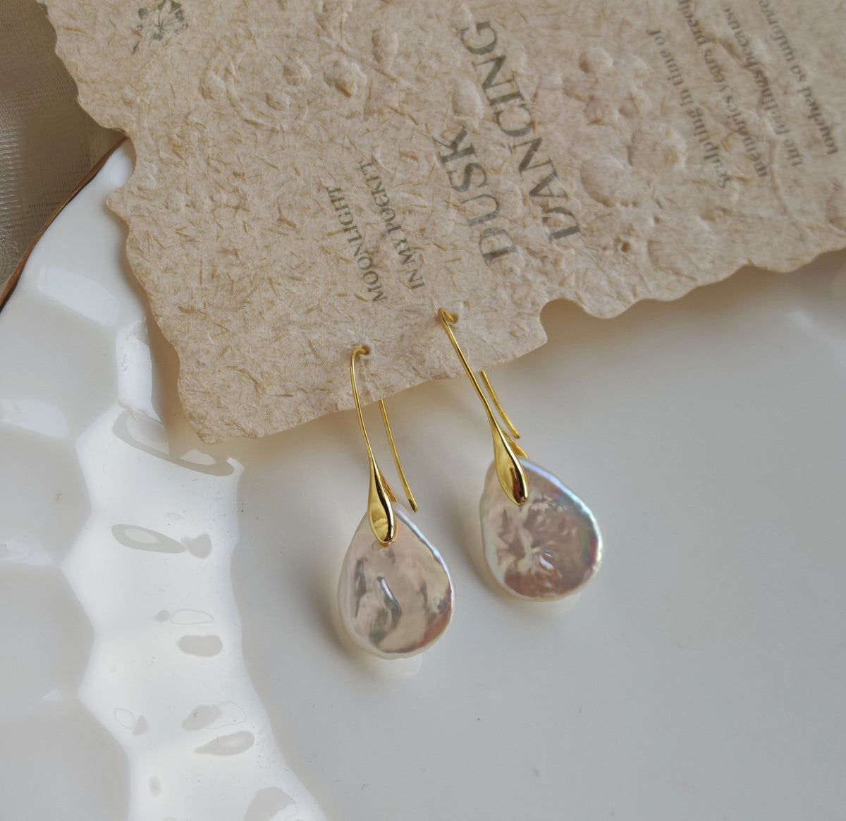 WT-MPE195 Minimalism Style Gold Silver Plated Natural Freshwater Pearl Waterdrop Shape Earrings For Lady Elegant Jewelry
