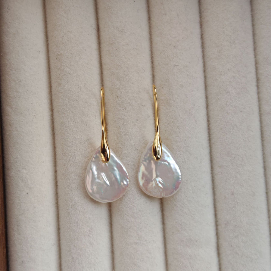 WT-MPE195 Minimalism Style Gold Silver Plated Natural Freshwater Pearl Waterdrop Shape Earrings For Lady Elegant Jewelry