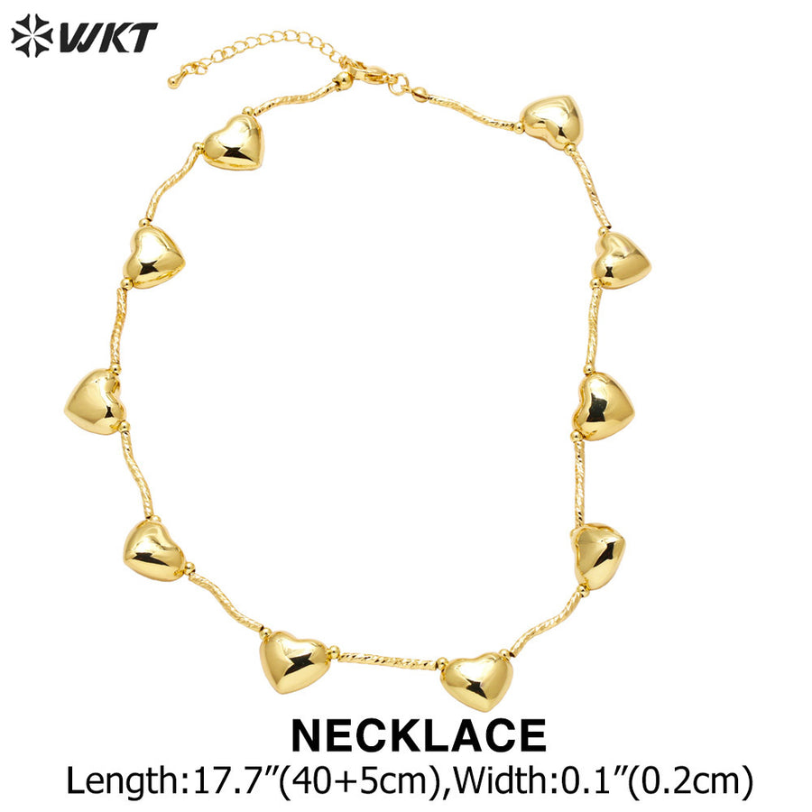 WT-JFN26 WKT Equisite and Pretty Design Charming Style 18k Gold Plated Heart Shape Lady Bracelet and Neckalce Advanced Sale