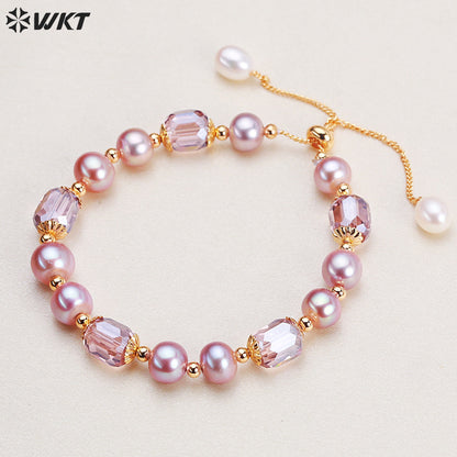 MPB116 New Arrival Fashionable Natural Freshwater Pearl Bracelet Female Hand Strand Beads Adjustable Chain Jewelry Ornament