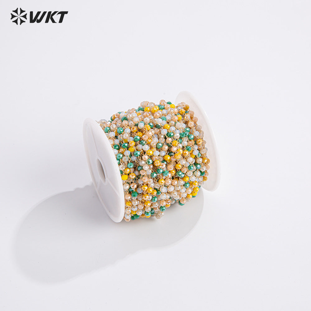 WT-RBC232 Euorope Fashion 2mm Tiny Colorful Beads Necklace Chain for Jewelry Findings DIY or As Sunglass Chain