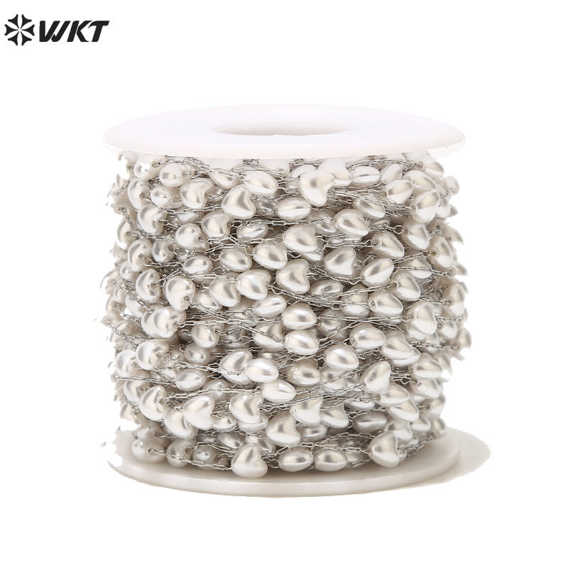 WT-STS018 New Design Stainless Steel Pearl Heart Gold and Silver Love Necklace Bracelet Ladies Clavicle Chain As Birthday Gift