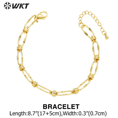 WT-BFN047 Personalized Retro Rock Punk Necklace Copper-plated 18K Gold Thick Chain Necklace Bracelet Cool Big Metal Necklace