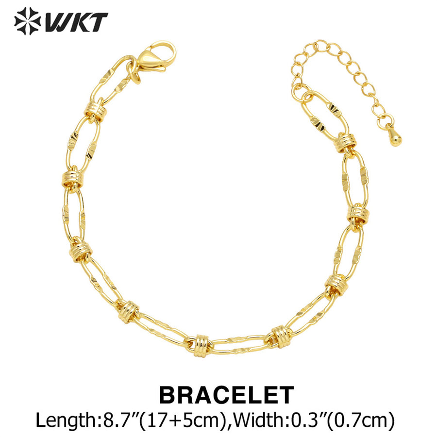 WT-BFN047 Personalized Retro Rock Punk Necklace Copper-plated 18K Gold Thick Chain Necklace Bracelet Cool Big Metal Necklace