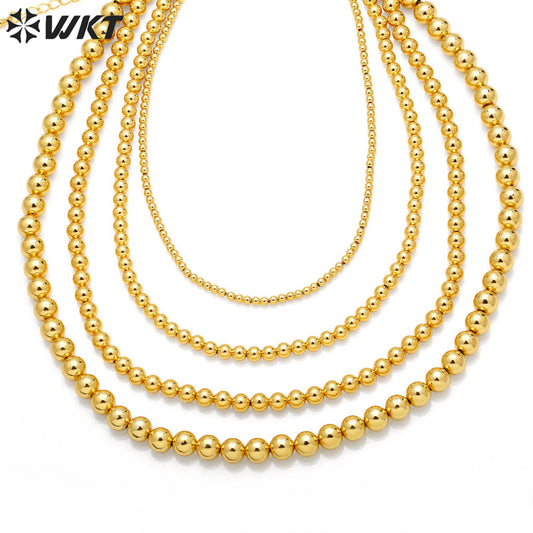 WT-BFN054 Gold Beads Necklace Chain Personality Clavicle Chain Ins Minority Design Sense Necklace Woman Ball Necklace