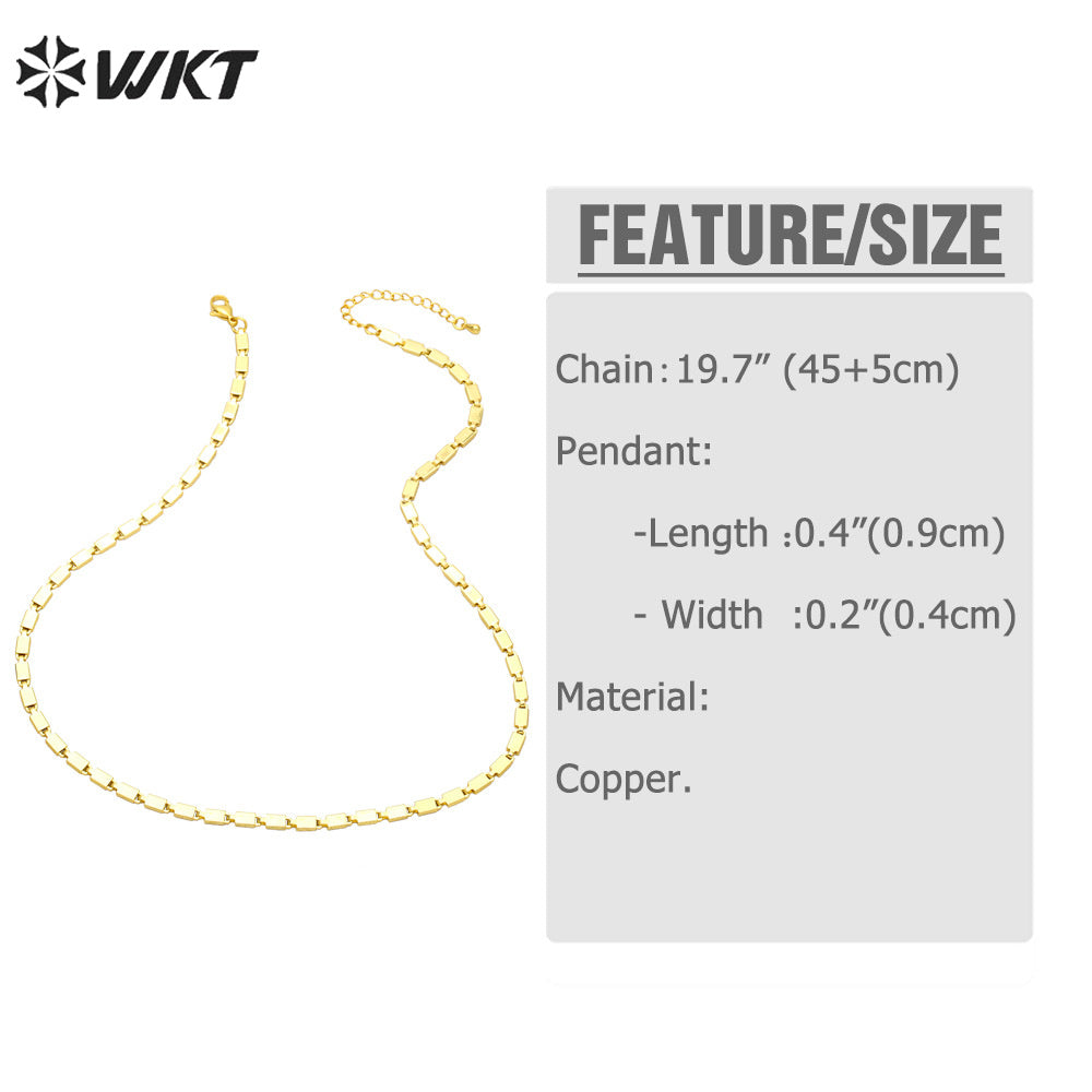 WT-BFN053 Europe and the United States Design Small square Snake Chain Necklace Ins Trendy New Luxury Clavicle Metal Necklace