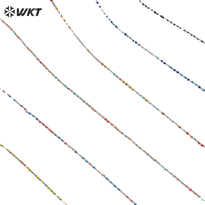 WT-RBC231 Tiny Bohemian 2mm DIY Colorful Crystal Beads Chain for Bohemian Series Jewelry or Bracelet Sunglass Findings