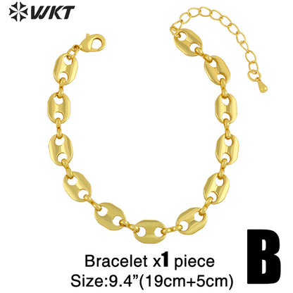 WT-BFN046 Hip-hop Cool Ins Pig Nose Necklace, European Internet Celebrities with Light Metal Collarbone Chain Choker Necklace