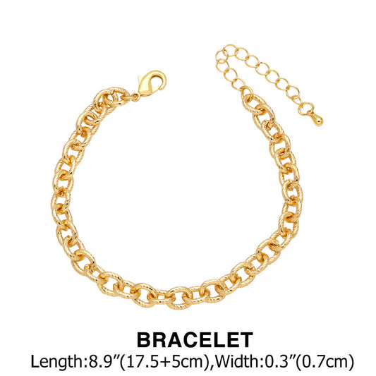 WT-BFN050 Hip-hop Punk Style Exaggerated Necklace Street-style Fashion Chunky Chain Necklace Bracelet Thick Link Chain Necklace