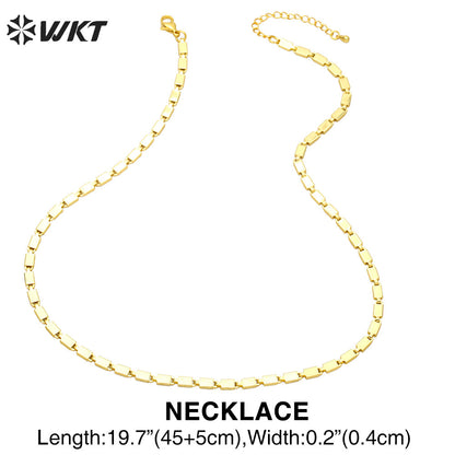 WT-BFN053 Europe and the United States Design Small square Snake Chain Necklace Ins Trendy New Luxury Clavicle Metal Necklace