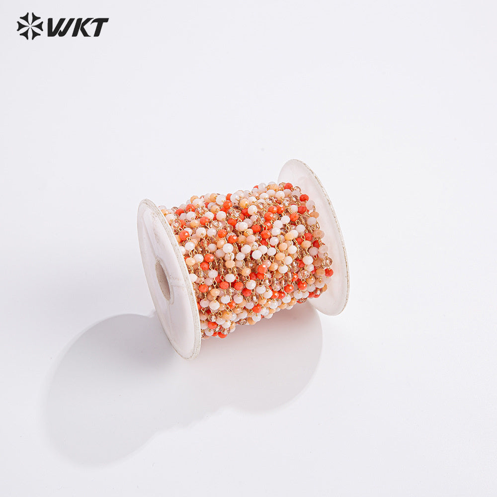WT-RBC232 Euorope Fashion 2mm Tiny Colorful Beads Necklace Chain for Jewelry Findings DIY or As Sunglass Chain