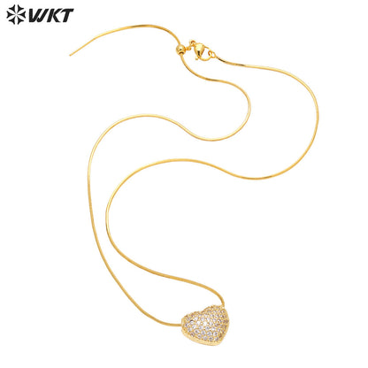 WT-MN996 WKT Elegant Design Fashionable Hot Sale Heart Shape 18k Gold Plated Zircon Female Necklace for Party Gift Celebration