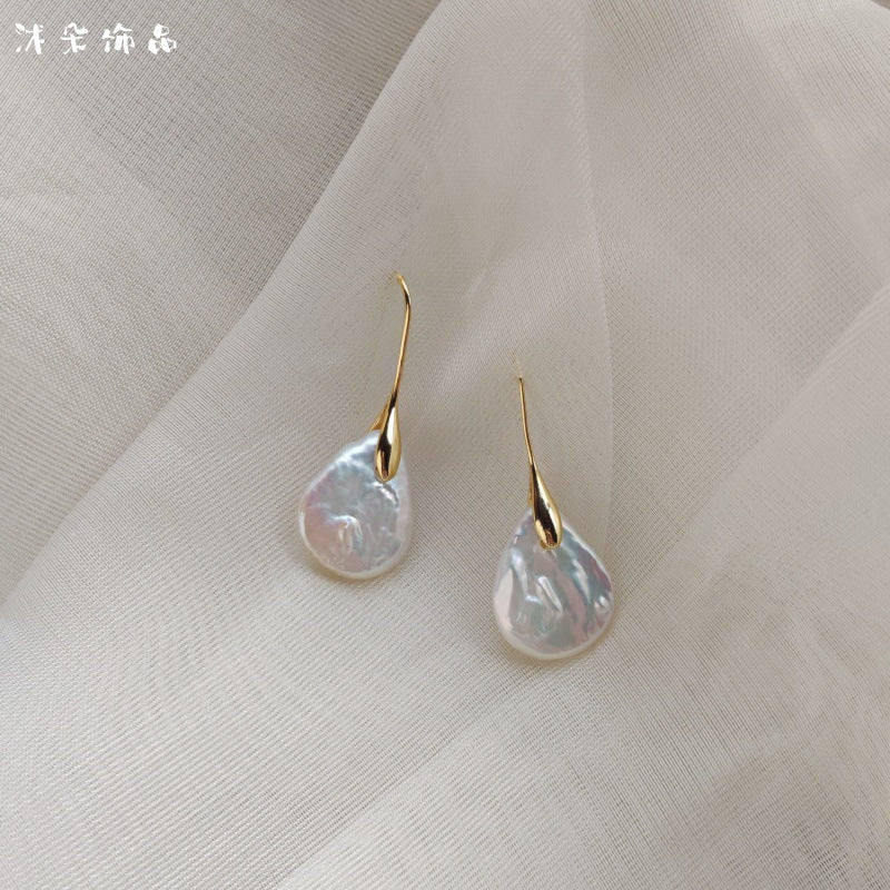 WT-MPE195 Minimalism Style Gold Silver Plated Natural Freshwater Pearl Waterdrop Shape Earrings For Lady Elegant Jewelry