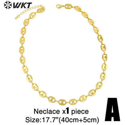 WT-BFN046 Hip-hop Cool Ins Pig Nose Necklace, European Internet Celebrities with Light Metal Collarbone Chain Choker Necklace