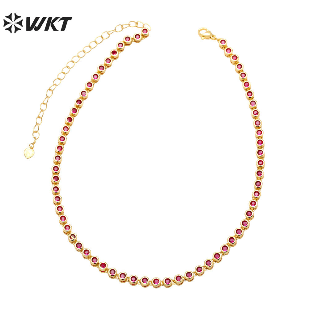 WT-BFN056 European Hip-hop Necklaces Female Fashion Brand Personality Copper-encrusted Zircon Chain Accessories Choker Necklace