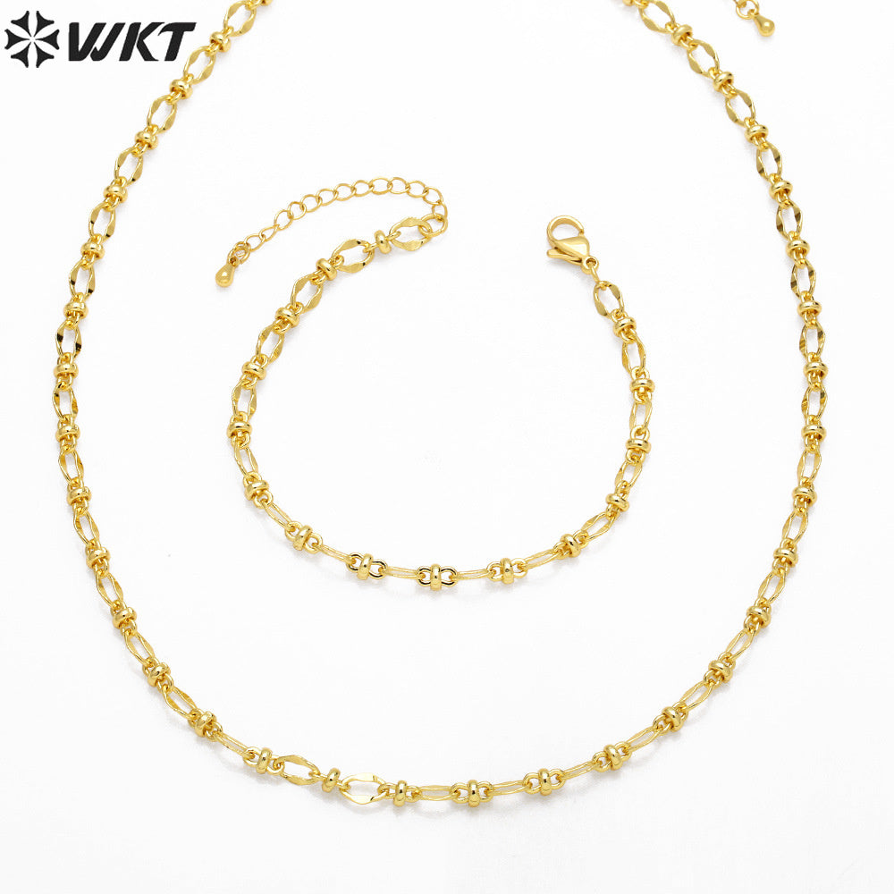 WT-BFN051 Accessories Retro Gold Thick Chain Necklace Bracelet Copper Plated 18K Gold Chain Big Metal Connect Handmade Necklace