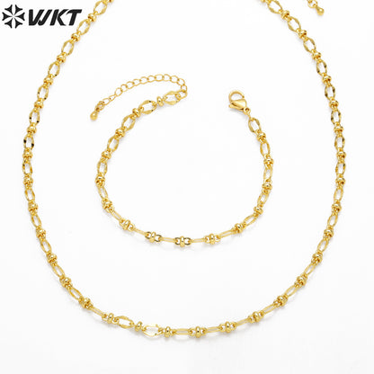 WT-BFN051 Accessories Retro Gold Thick Chain Necklace Bracelet Copper Plated 18K Gold Chain Big Metal Connect Handmade Necklace