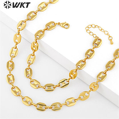 WT-BFN046 Hip-hop Cool Ins Pig Nose Necklace, European Internet Celebrities with Light Metal Collarbone Chain Choker Necklace